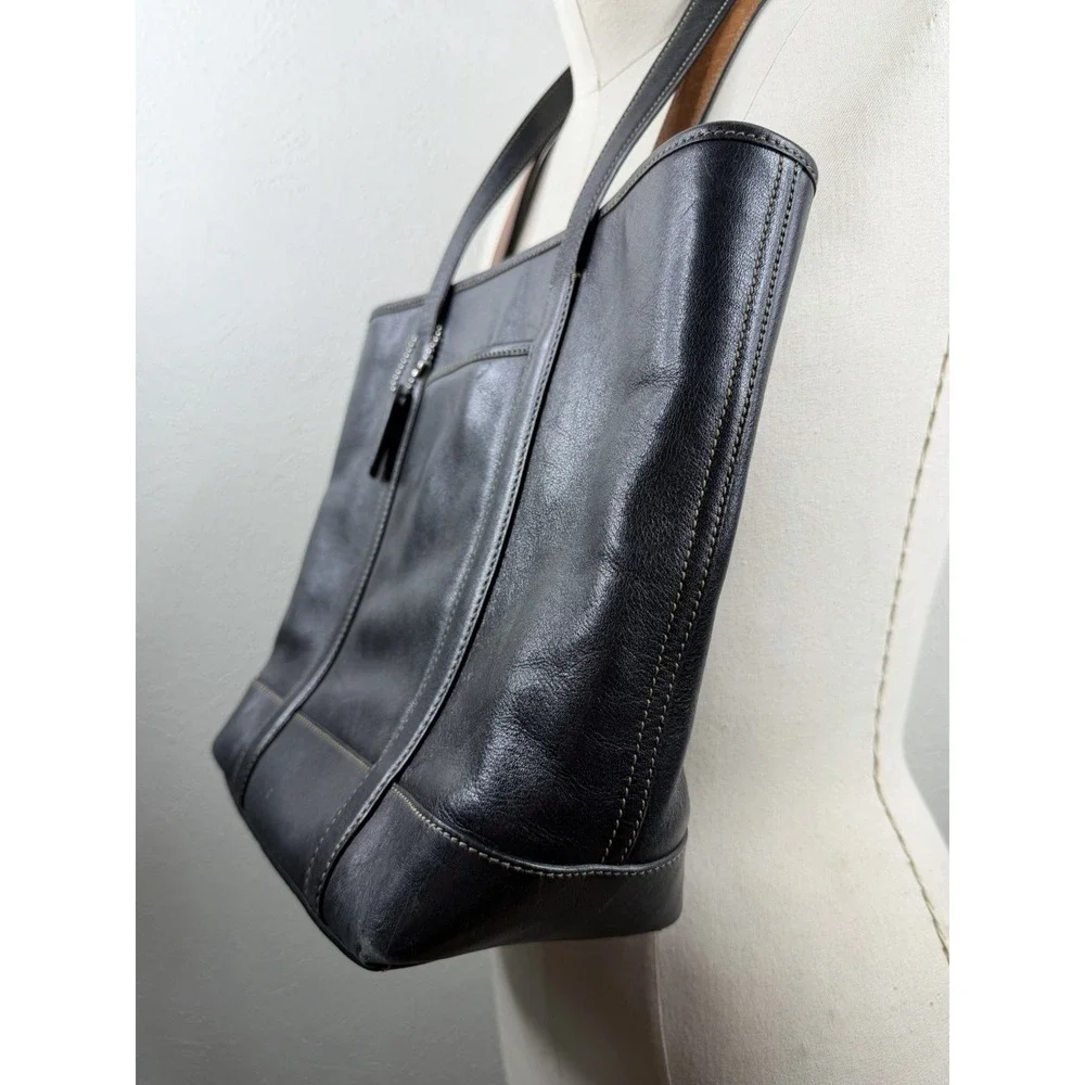 Vintage Coach Tote Women's Black Leather Gallery Shoulder Bag F3X-5187